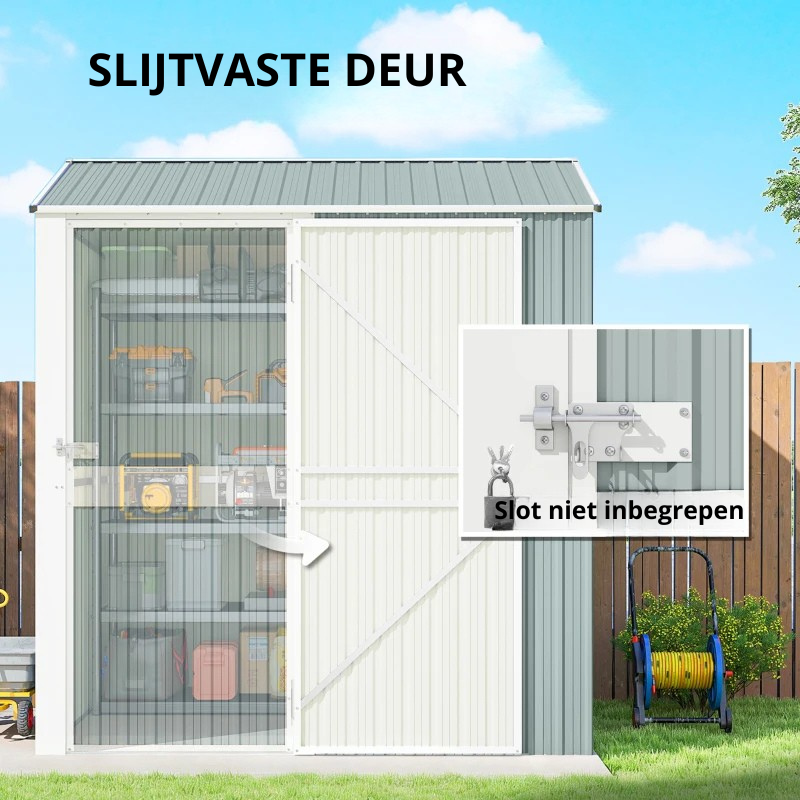 Nancy's Puglia Opbergschuur - Gereedschapsschuur - Tuinschuur - Grijs - Staal - ± 210 x 175 x 235 cm