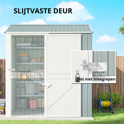 Nancy's Puglia Opbergschuur - Gereedschapsschuur - Tuinschuur - Grijs - Staal - ± 210 x 175 x 235 cm