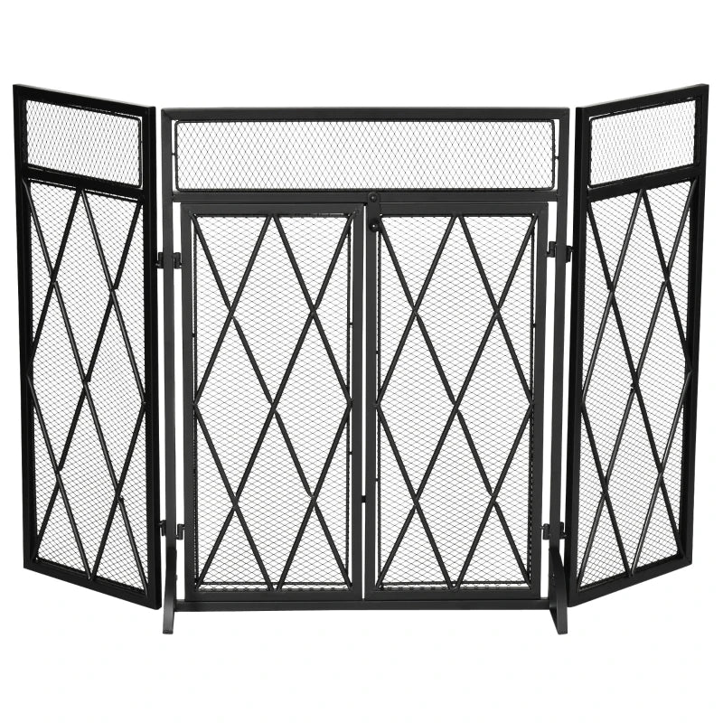 Nancy's Coimbra Haardscherm - Openhaardrek - Vonkenscherm - Zwart - Staal - ± 120 x 80 cm 