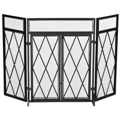 Nancy's Coimbra Haardscherm - Openhaardrek - Vonkenscherm - Zwart - Staal - ± 120 x 80 cm 