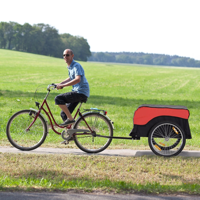 Nancy's Small Town Fietskar - Fiets aanhangwagen - Waterdicht - Zwart / Rood - ± 130 x 80 x 65 cm