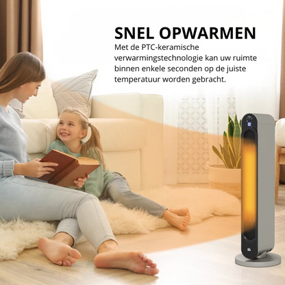 Nancy's Mulazzo Kachel - Keramische Verwarming - Mobiele Kachel - LED-Display - Zilver
