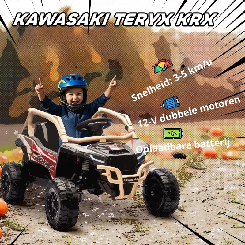 Nancy's Pettineo Elektrische auto voor kinderen - KAWASAKI TERYX KRX 1000 - Kinderauto - 3-5 km/u - Geel / Zwart
