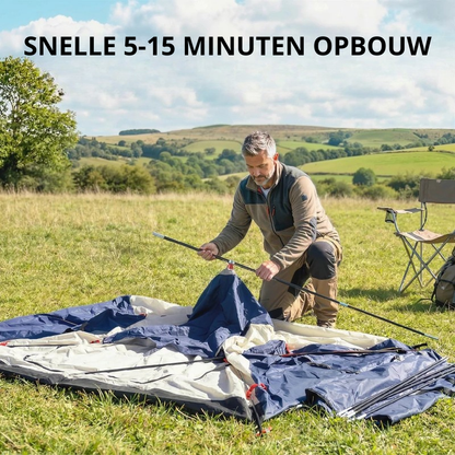 Nancy's Smarano Kampeertent - Campingtent - 2-4 Personen - Gezinstent - Blauw / Crèmewit - 385 x 240 x 140 cm