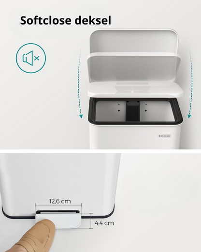 Nancy's Morbegno Pedaalemmer - Afvalbak - Prullenbak - Wit - 40 Liter