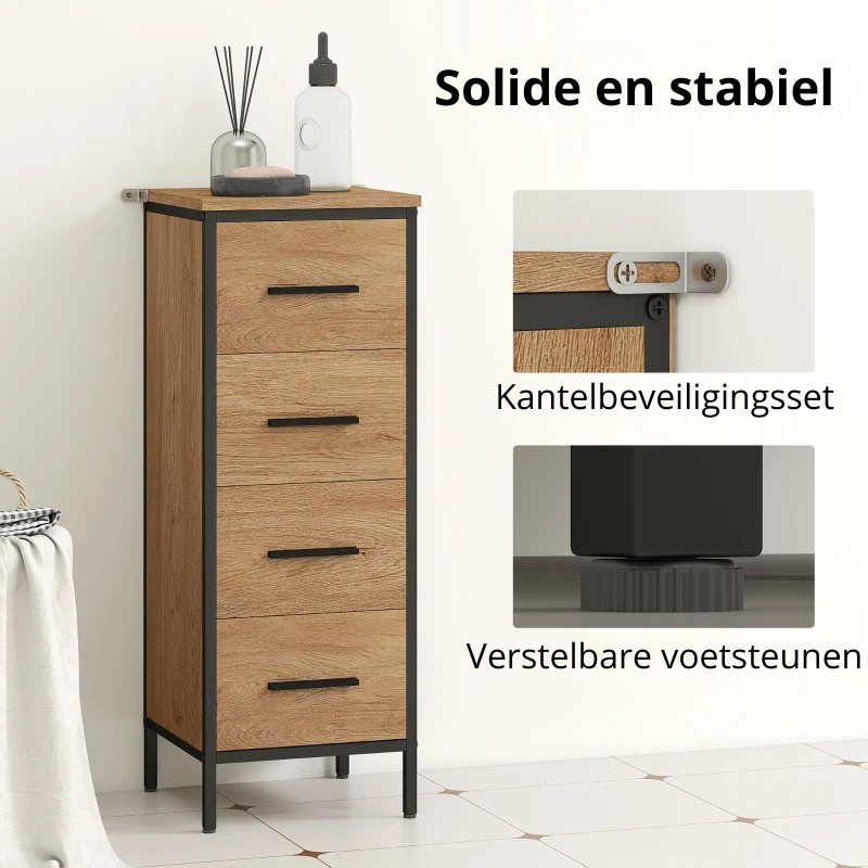 Nancy's Peglio Badkamerkast - Badkamermeubel - Toiletkast - Industrieel - Eiken - ± 30 x 30 x 80 cm