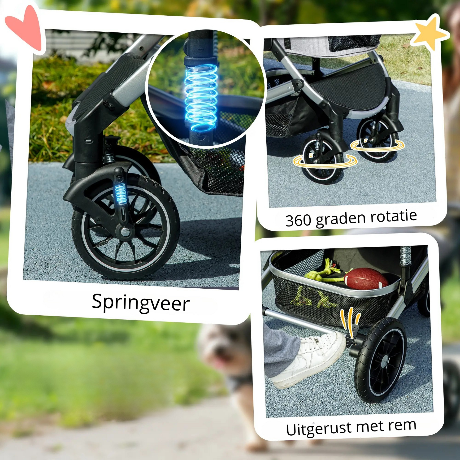 Nancy's Collazzone Reiswagen voor Huisdieren - Kattenbuggy - Hondenbuggy - Lichtgrijs / Zilver