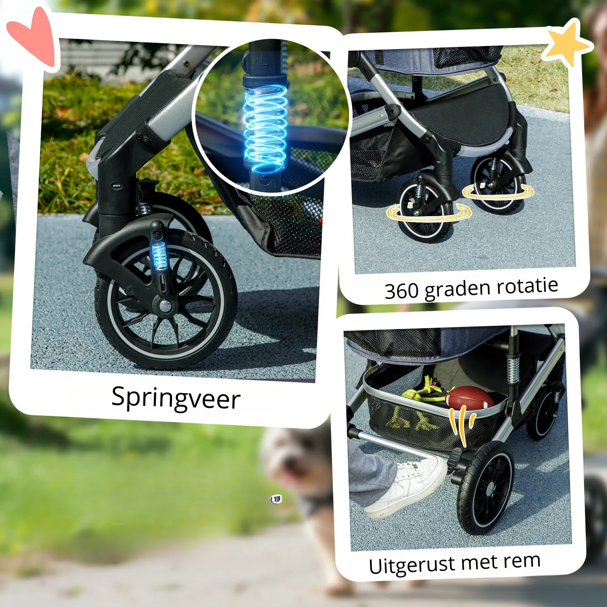 Nancy's Collegiove Reiswagen voor Huisdieren - Kattenbuggy - Hondenbuggy - Blauw / Zilver