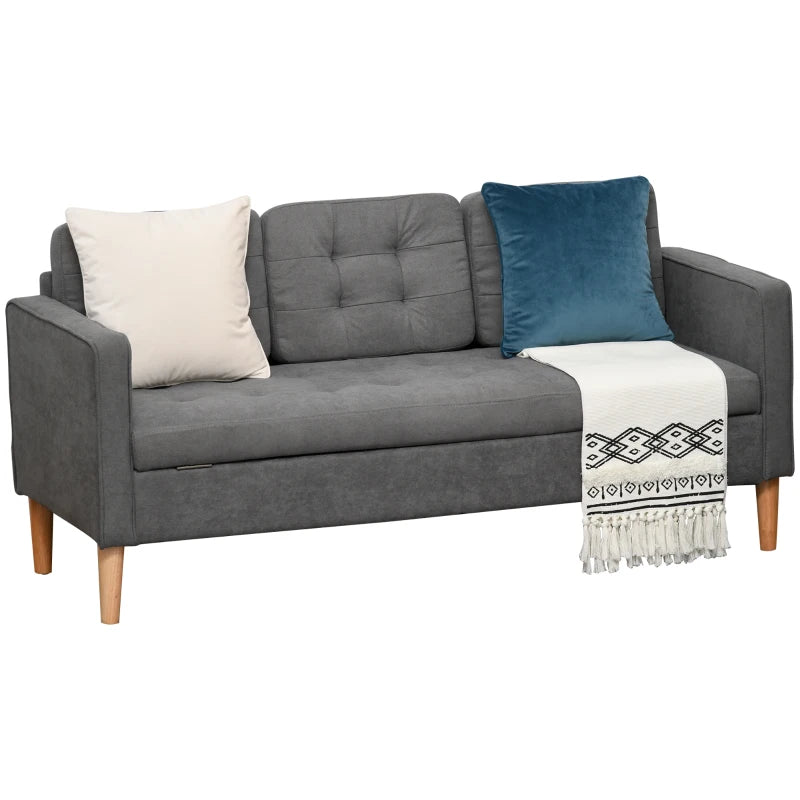 Nancy's East Haven Bank - 3-zitsbank - Grijs - Fluweel / Hout - ± 165 x 60 x 80 cm