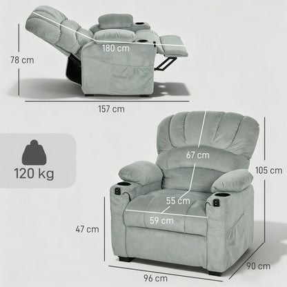 Nancy's Tassullo Elektrische Fauteuil - Relaxfauteuil - Relaxstoel - Kantelbaar - Grijs - Fluweel