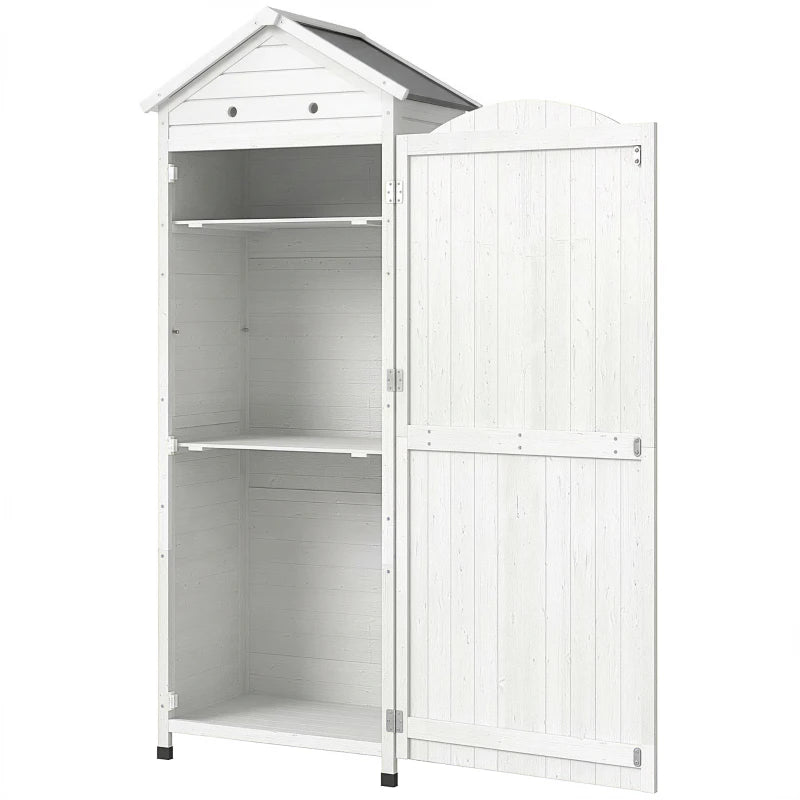 Nancy's Sale Tuinkast - Tuinschuur - Opbergkast voor buiten - Wit - Dennenhout - ± 85 x 60 x 215 cm