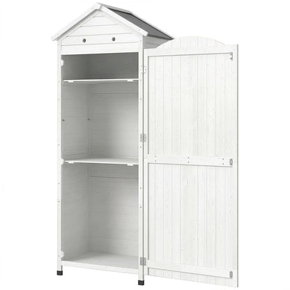 Nancy's Sale Tuinkast - Tuinschuur - Opbergkast voor buiten - Wit - Dennenhout - ± 85 x 60 x 215 cm