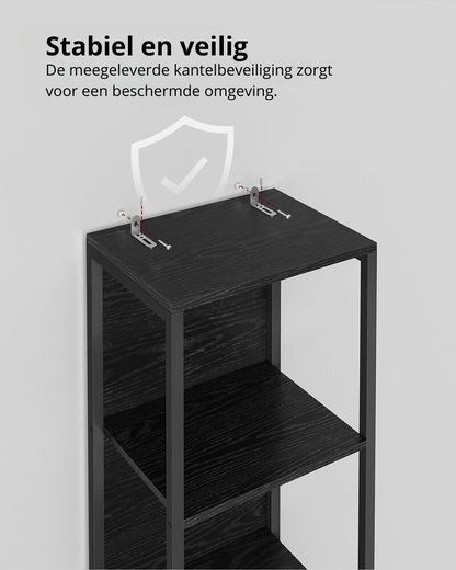 Nancy's Coruche Wandkast - Boekenkast - LED-verlichting - Zwart - ± 40 x 30 x 180 cm