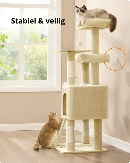 Nancy's Settala Krabpaal - Kattenboom - Krabplank - Beige - ± 50 x 50 x 135 cm