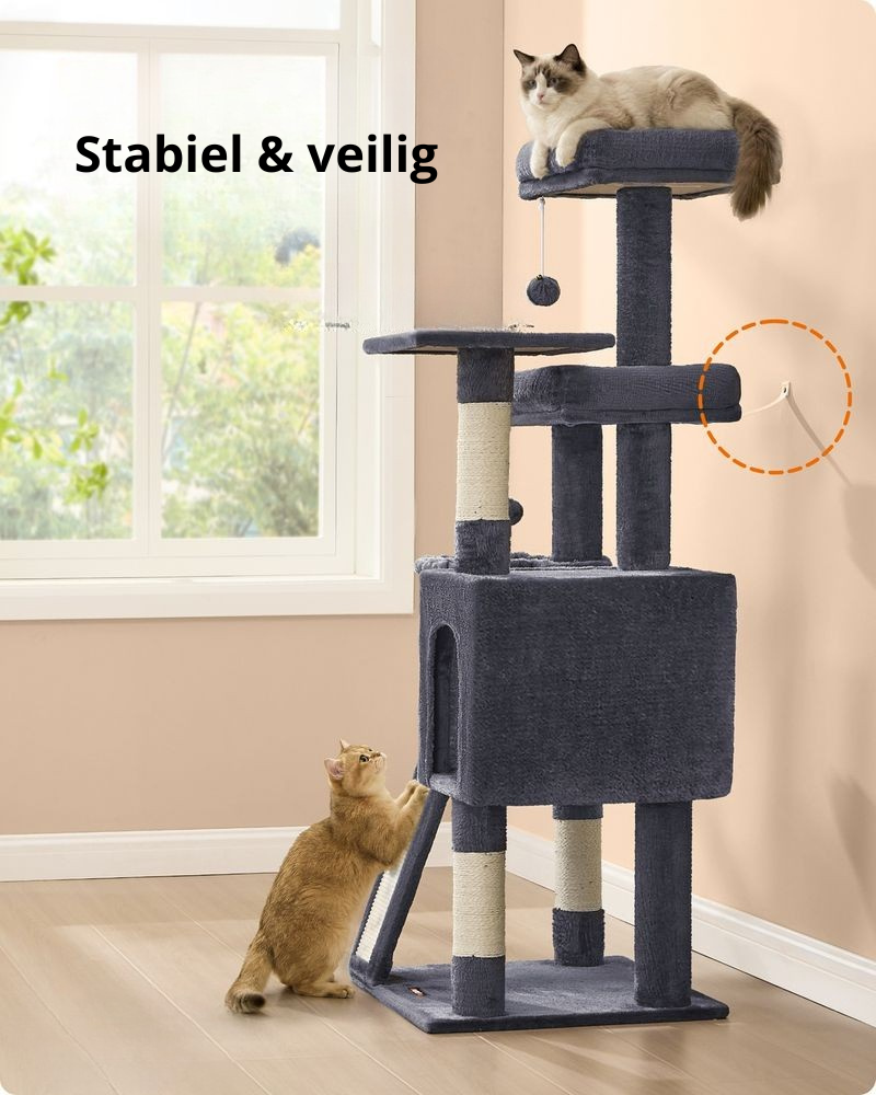 Nancy's Settala Krabpaal - Kattenboom - Krabplank - Donkergrijs - ± 50 x 50 x 135 cm
