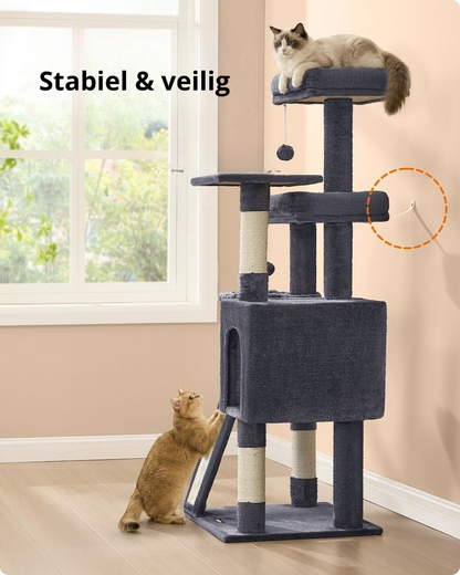 Nancy's Settala Krabpaal - Kattenboom - Krabplank - Donkergrijs - ± 50 x 50 x 135 cm