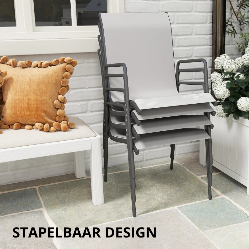 Nancy's Regalbuto Tuinstoelen - Balkonstoelen - Terrasstoelen - Set van 4 - Grijs