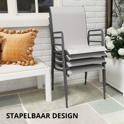 Nancy's Regalbuto Tuinstoelen - Balkonstoelen - Terrasstoelen - Set van 4 - Grijs