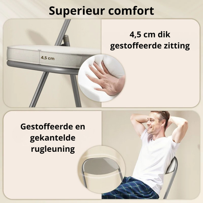 Nancy's Oliveri Klapstoelen - Set van 4 - Vouwstoel - Corduroy - Crèmewit