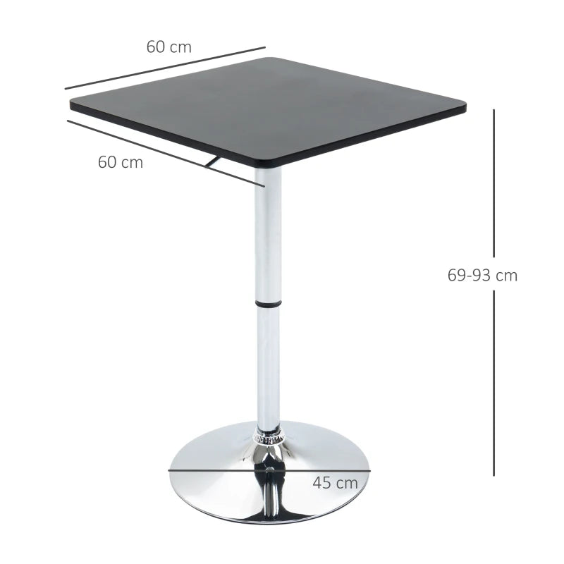 Nancy's Lagares Bartafel - Hoge Tafel - In Hoogte Verstelbaar - Zwart / Zilver - Staal - Ø 60 cm