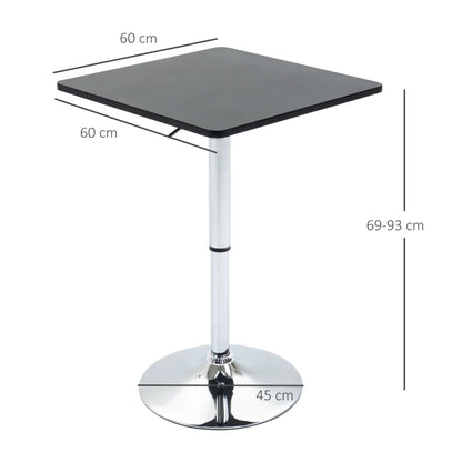 Nancy's Lagares Bartafel - Hoge Tafel - In Hoogte Verstelbaar - Zwart / Zilver - Staal - Ø 60 cm