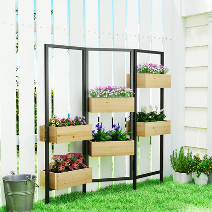 Nancy's Porrena Plantenbak - Bloembak - Plantenrek - 6 Plantenbakken - Dennenhout - 115 x 20 x 110 cm