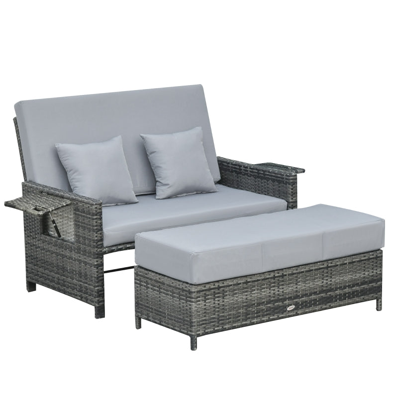 Nancy's Tarpum Cay Lounge Sofa 2-Seater with adjustable function, extendable footrest with storage space, seat cushion