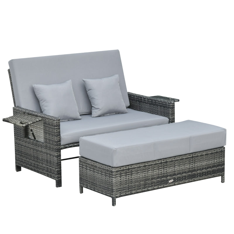 Nancy's Tarpum Cay Lounge Sofa 2-Zits met verstelbare functie, uitschuifbare voetsteun met opbergruimte, zitkussen