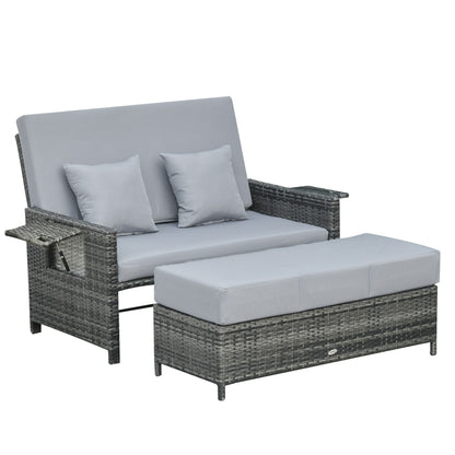Nancy's Tarpum Cay Lounge Sofa 2-Zits met verstelbare functie, uitschuifbare voetsteun met opbergruimte, zitkussen