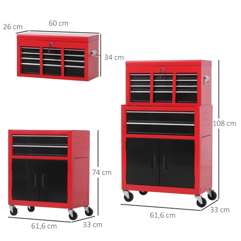 Nancy's Nebbiuno Werkplaatswagen - Gereedschapswagen - Gereedschapskist - Rood - Staal - ± 60 x 35 x 110 cm