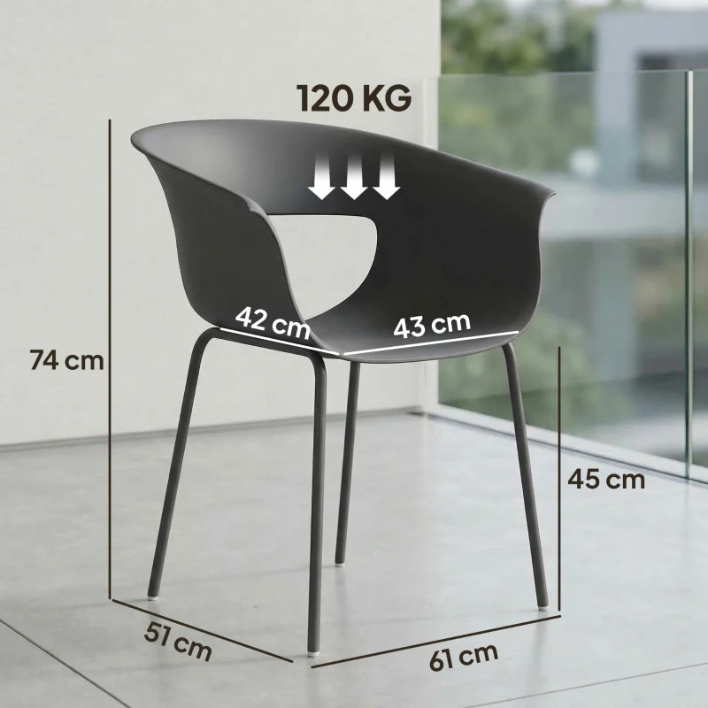 Nancy's Scanno Tuinstoelen - Set van 4 - Terrasstoelen - Ergonomisch - Grijs - Staal / Kunststof