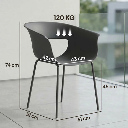 Nancy's Scanno Tuinstoelen - Set van 4 - Terrasstoelen - Ergonomisch - Grijs - Staal / Kunststof
