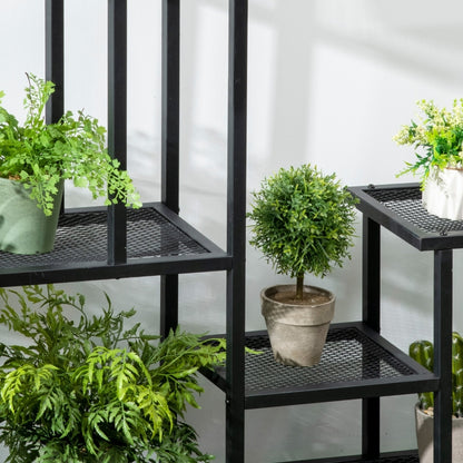 Nancy's Leganes Plant rack - Flower rack - Plant stairs - Flower stairs - Black - ± 90 x 25 x 80 cm