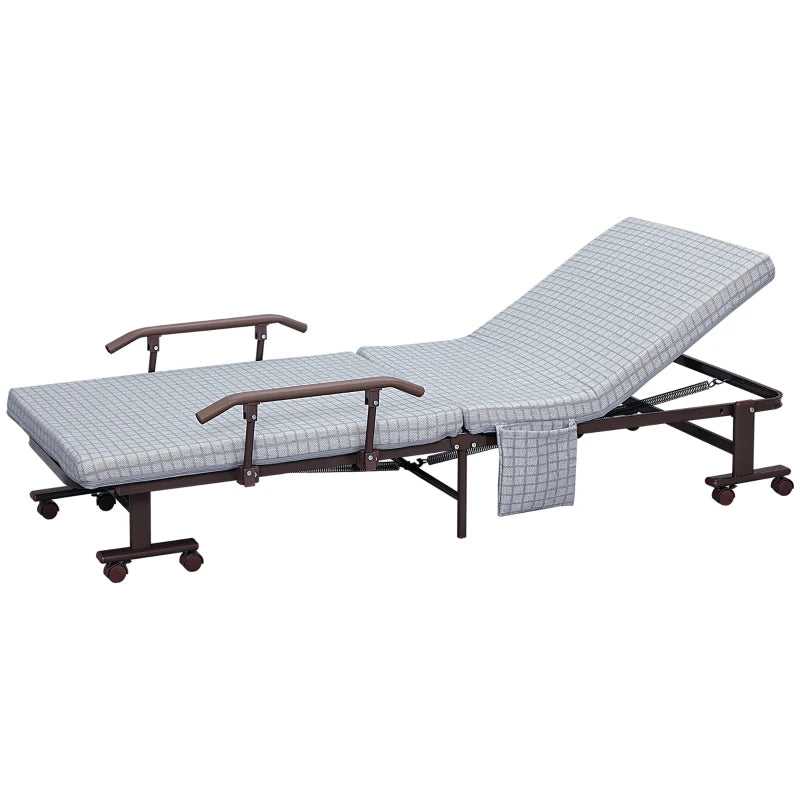 Nancy's Gulpilhares Logeerbed - 1-Persoons Bed - Opklapbaar Bed - Zwart / Grijs - Staal - ± 190 x 75 x 30 cm
