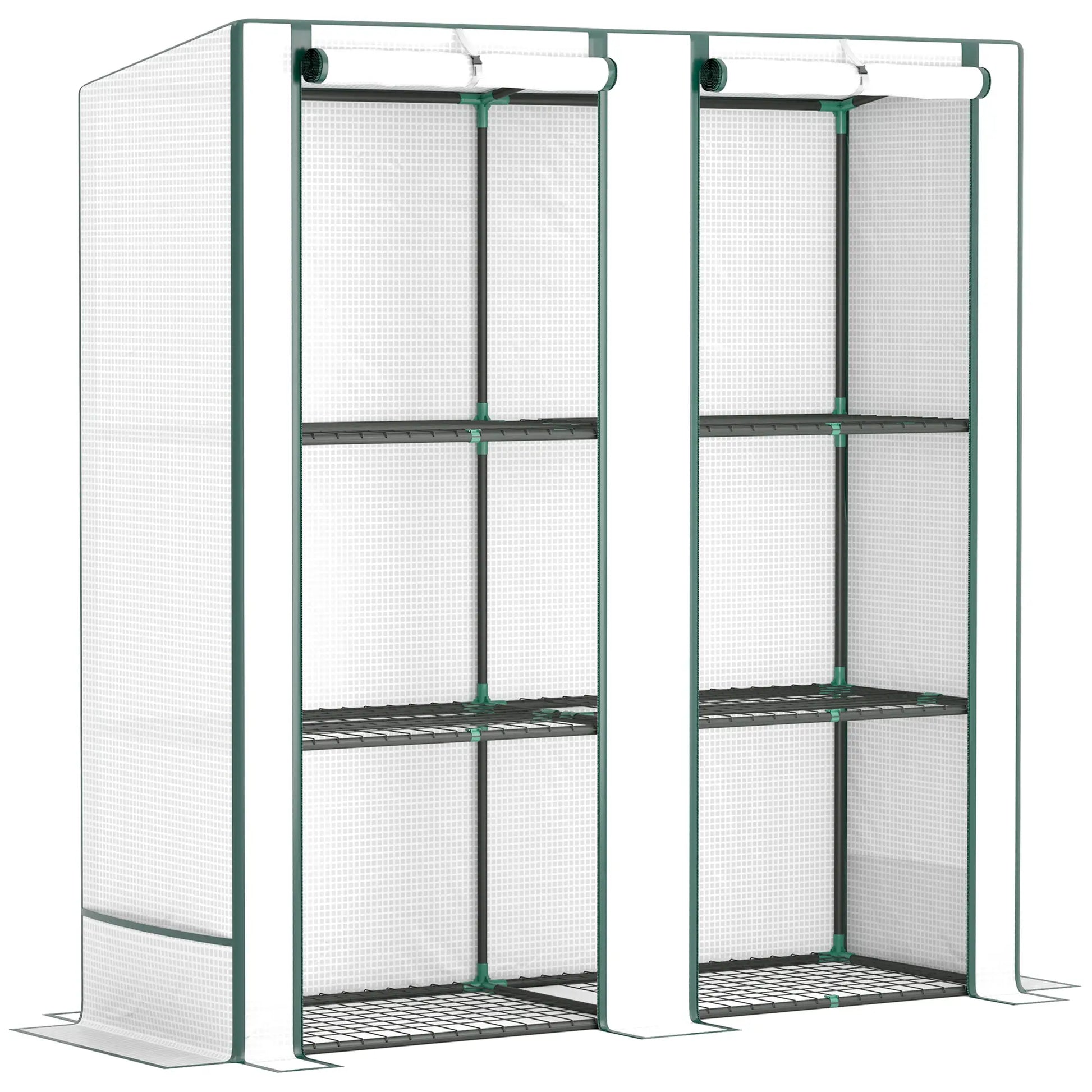 Nancy's Sarzeda Kweekkas - Tuinkas - Plantenkas - Plantenrek - Wit - ± 145 x 50 x 152/142 cm