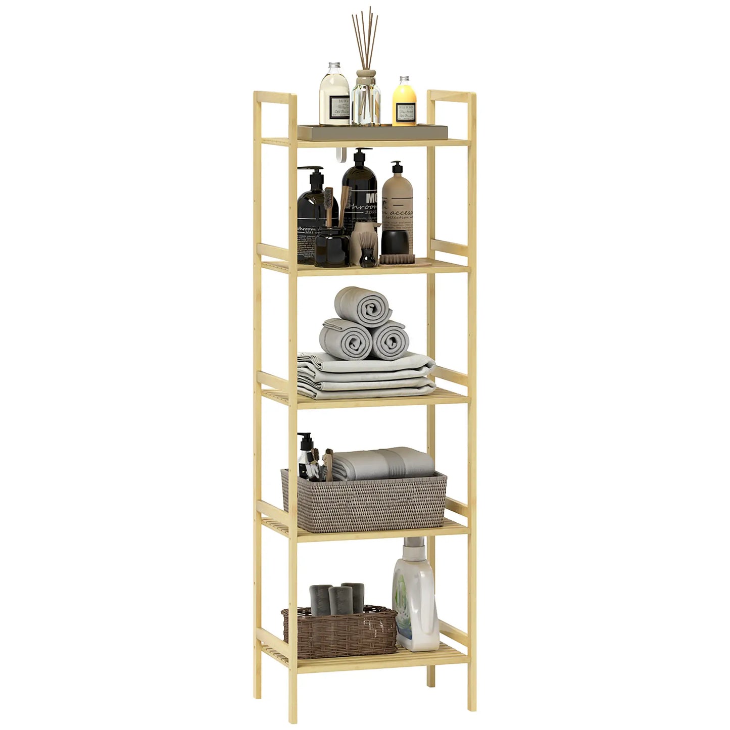 Nancy's Carreira Badkamerrek - Badkamerkast - Badkamermeubel - Bamboe - ± 45 x 30 x 140 cm