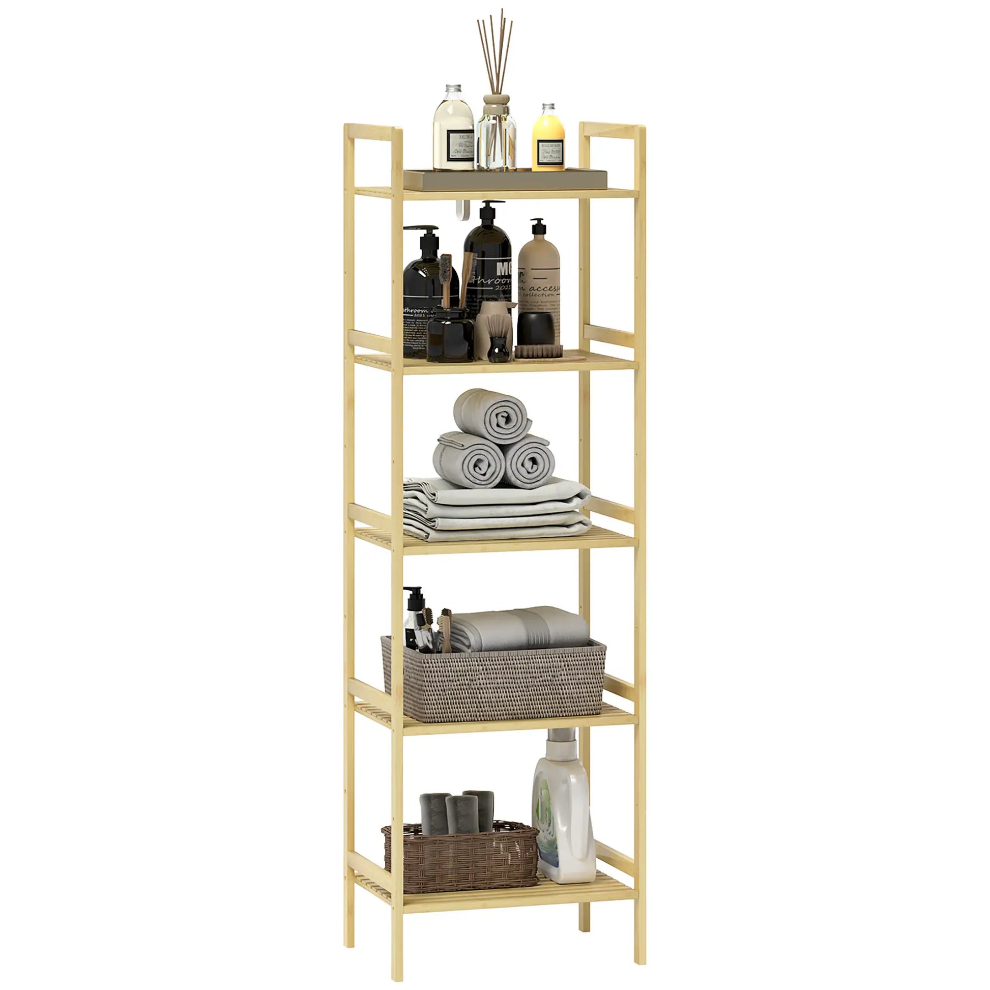 Nancy's Carreira Badkamerrek - Badkamerkast - Badkamermeubel - Bamboe - ± 45 x 30 x 140 cm