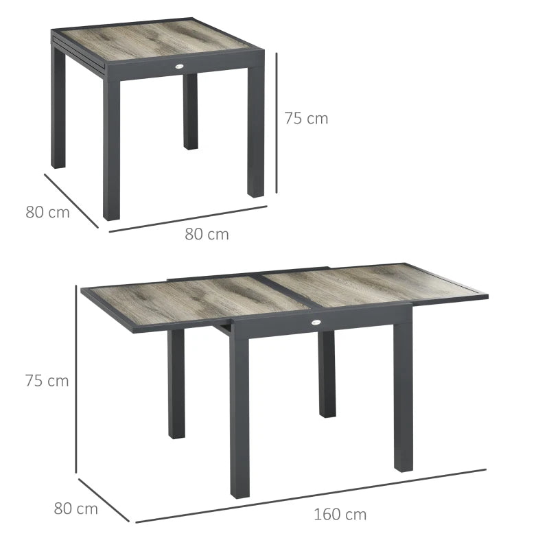 Nancy's Brandopa Tuintafel Uitklapbaar - Tuinmeubel - Eettafel voor buiten - Terrastafel - Beige / Grijs - 160 x 80 x 75 cm