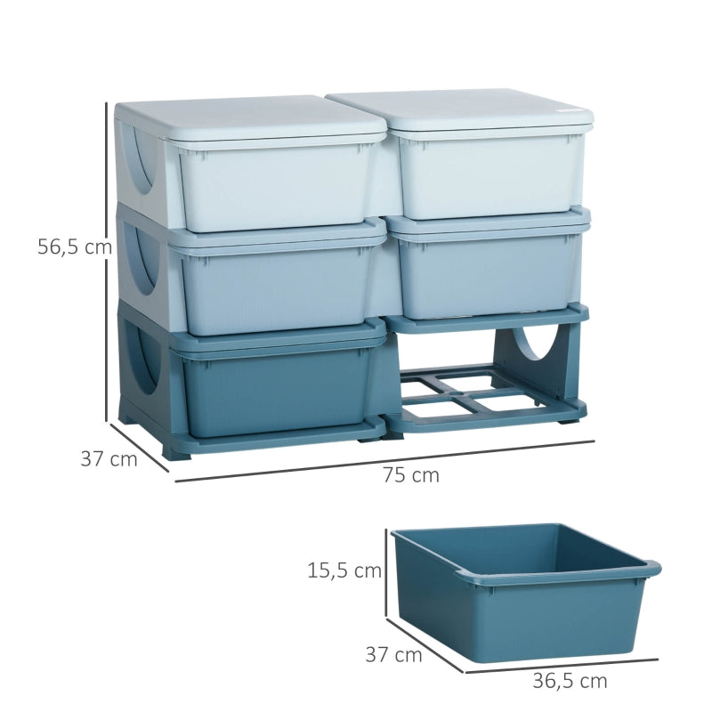 Nancy's Princes Opbergkast voor Kinderen - Speelgoed Organizer - Ladekast - Blauw - ± 75 x 40 x 55 cm