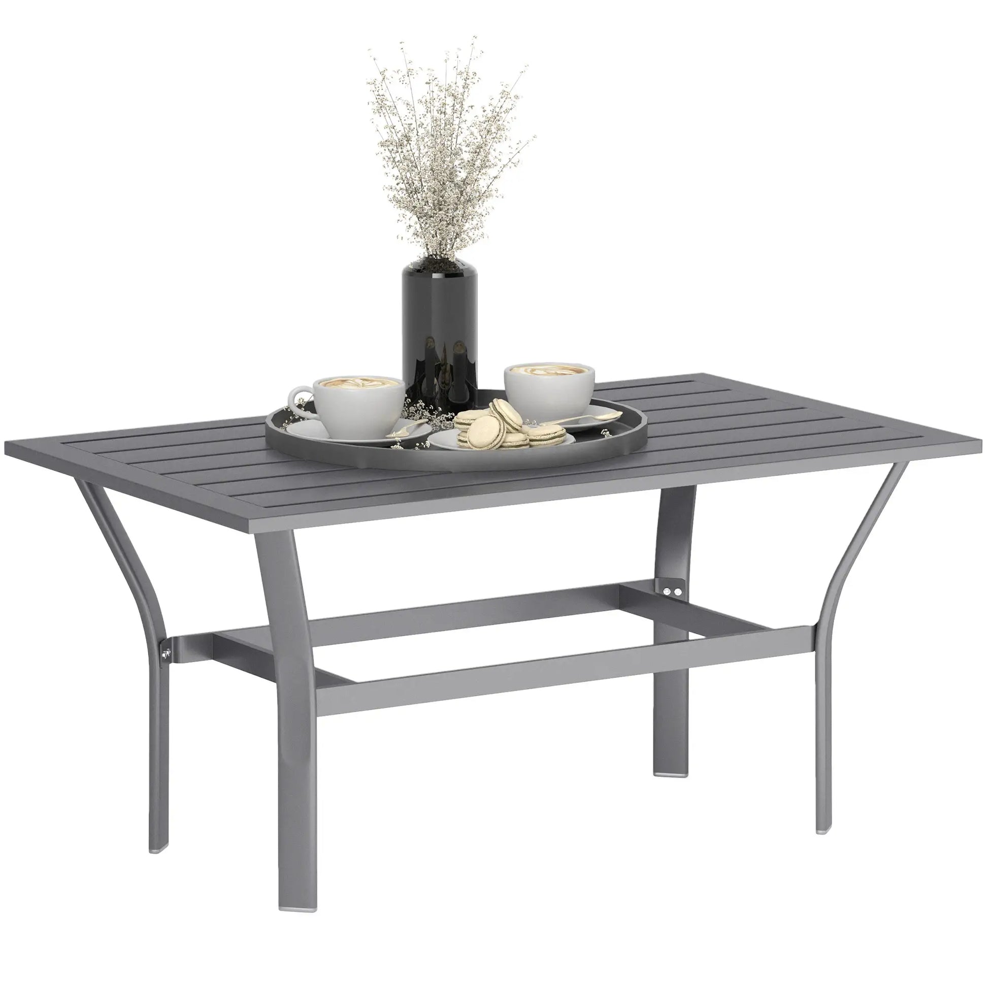 Nancy's Cormons Tuintafel - Terrastafel - Tafel voor Buiten - Grijs - Staal - ± 90 x 55 x 45 cm