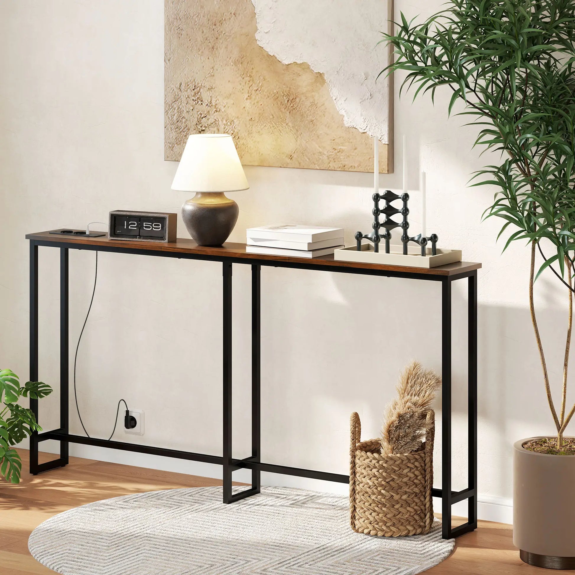 Nancy's Desio Sidetable - Bijzettafel - Consoletafel - Bruin - 160 x 20 x 80 cm