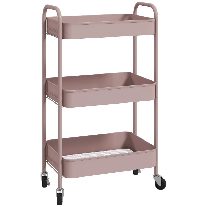 Nancy's Monterosi Trolley - Serveerwagen - Keukentrolley - Roze - Staal - ± 45 x 30 x 80 cm