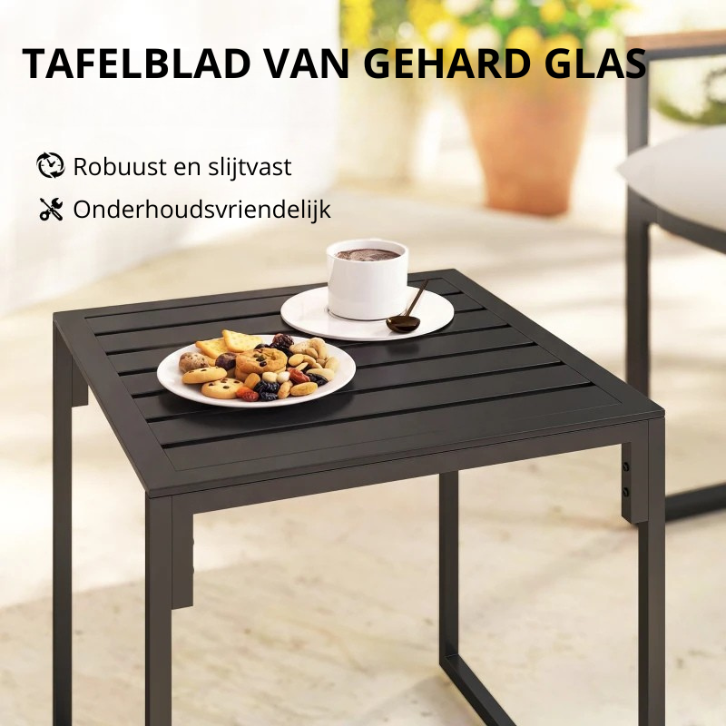 Nancy's Reggello Bistroset - Tuinstoelen - Loungestoelen - Balkonstoelen - Zwart / Grijs