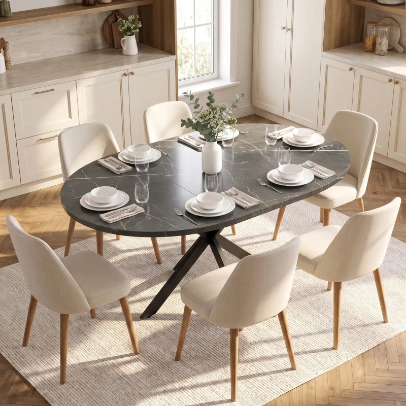 Nancy's Tossicia Eettafel Ovaal - Uitschuifbare eettafel - Tafel ovaal - Zwart - MDF / Staal