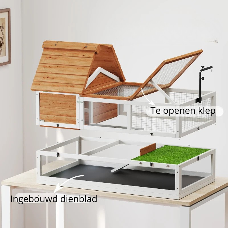 Nancy's Perano Dierenverblijf - Dierenren - Caviakooi - Schilpadhuis - Dennenhout - ± 115 x 70 x 70 cm