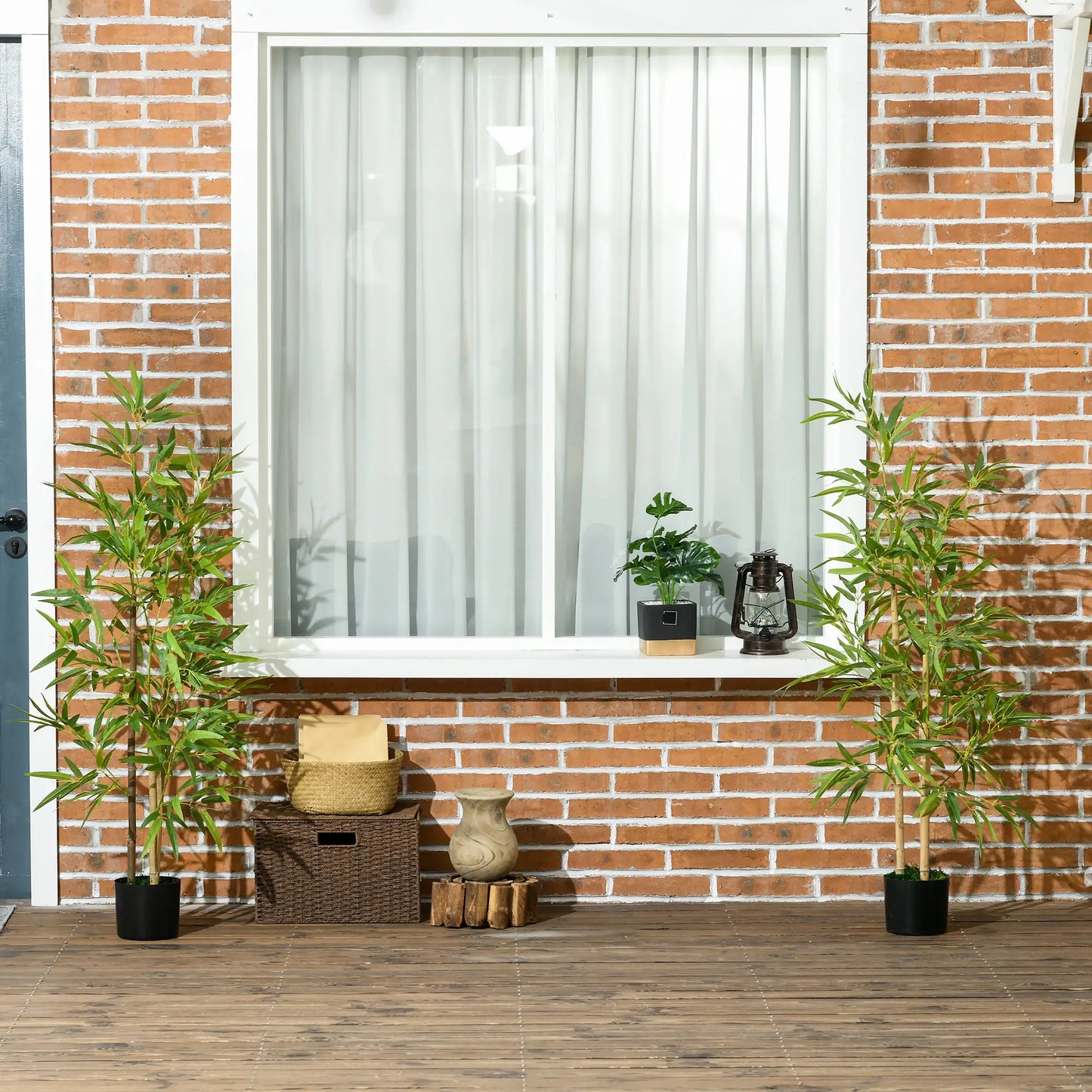 Nancy's Fisciano Kunstplanten - Set van 2 Kunst Bamboeplanten - Kunstbomen - Groen - 120 cm hoog