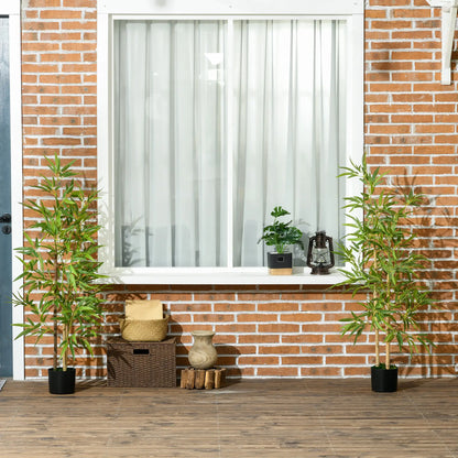 Nancy's Fisciano Kunstplanten - Set van 2 Kunst Bamboeplanten - Kunstbomen - Groen - 120 cm hoog