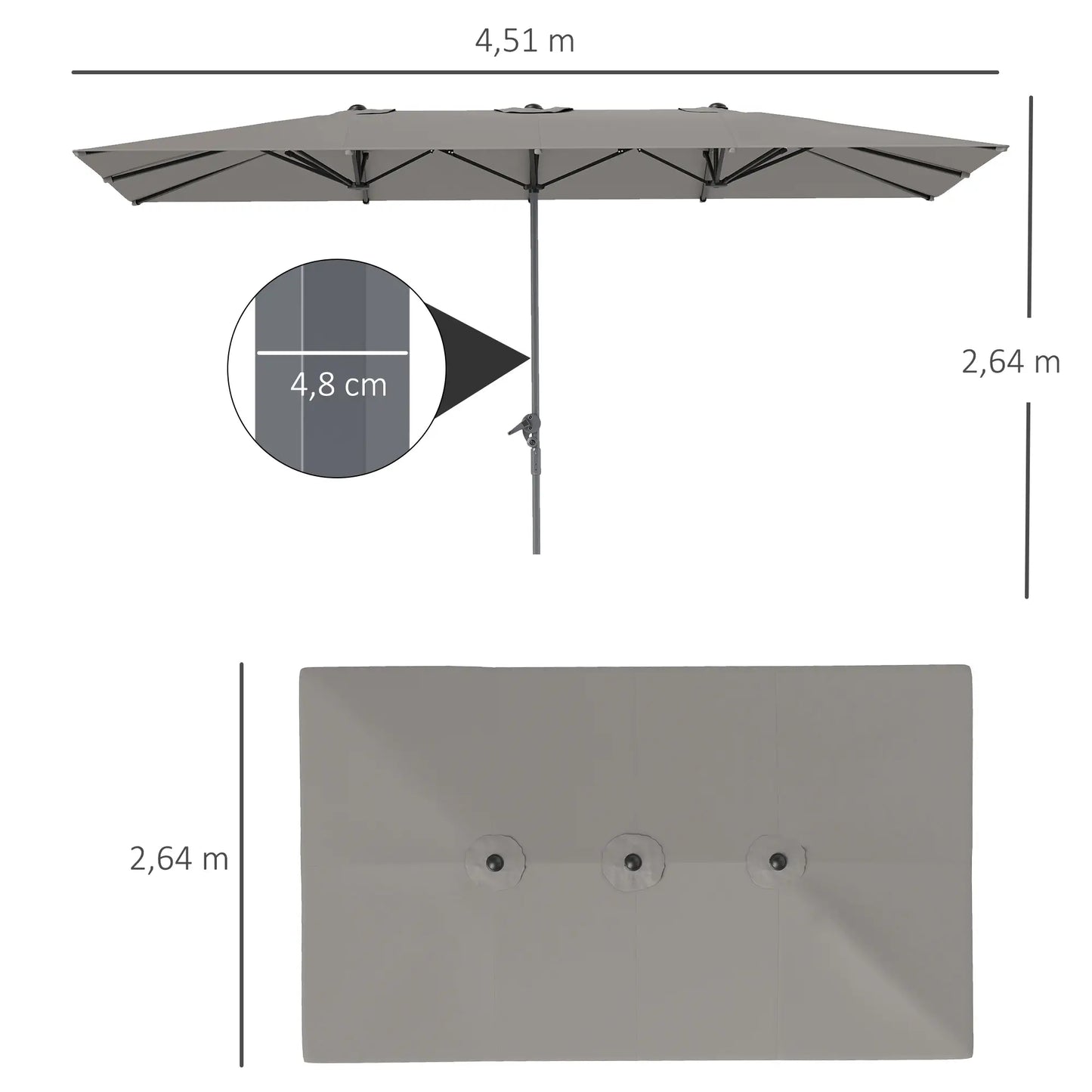Nancy's Cremeno Parasol - Tuinparasol - UV-Bestendig - Grijs - ± 450 x 265 x 265 cm