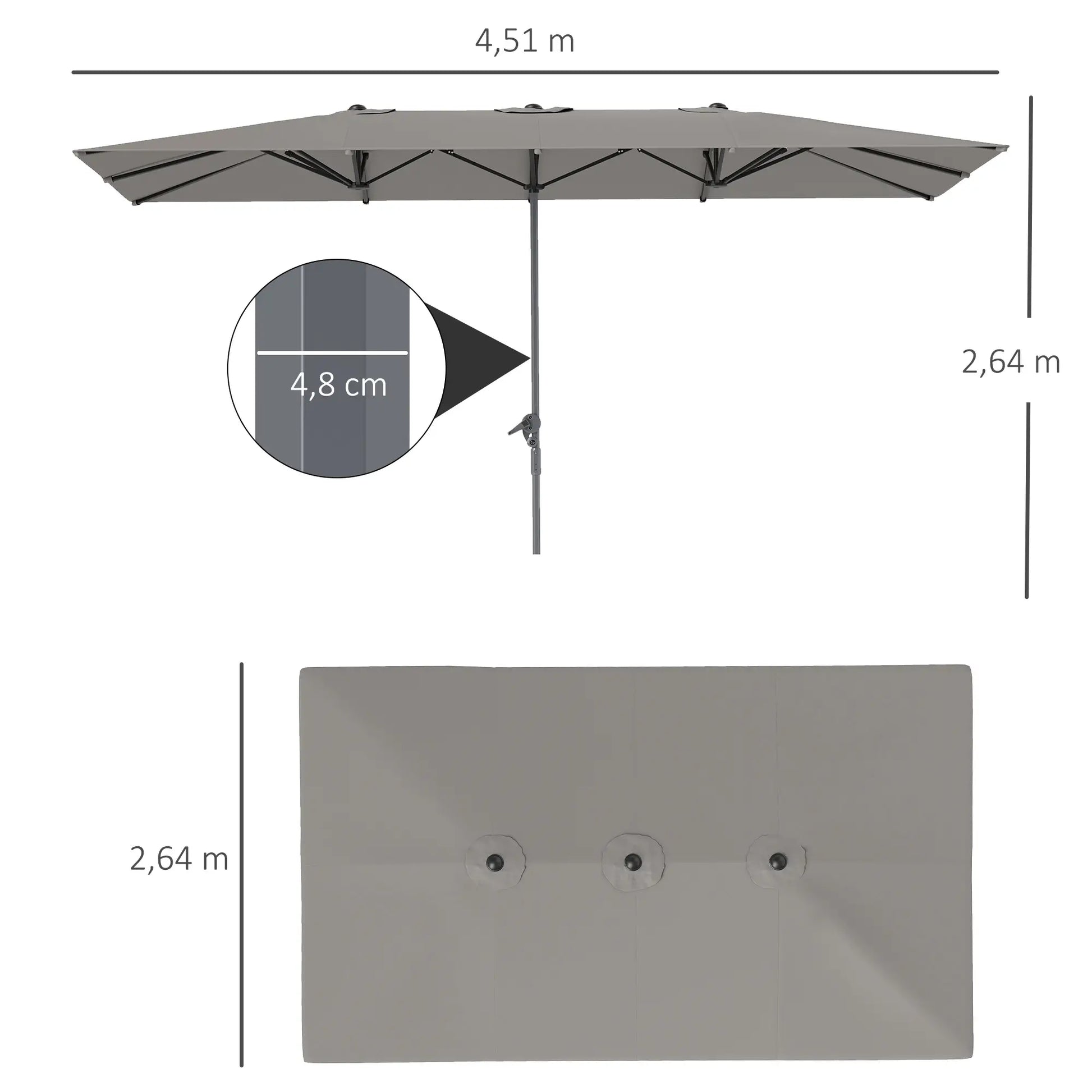 Nancy's Cremeno Parasol - Tuinparasol - UV-Bestendig - Grijs - ± 450 x 265 x 265 cm