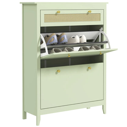Nancy's Alvalade Commode - Sideboard - Opbergkast - Dressoir - Groen - Polyrattan - ± 90 x 30 x 120 cm